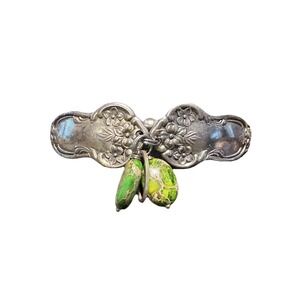 Vintage Silverware‎ Bracelet Genuine Green Turquoise Dangle Silver Plate